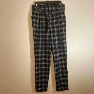 Hollister ultra high rise black  plaid grid checkered belted pants